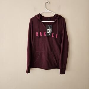 Oakley Maroon Hoodie V Neck Pullover Women's Size Medium NWT